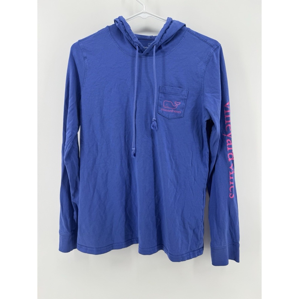 Vineyard Vines Blue Lightweight Hoodie Sweatshirt w/ Front Pocket, Womens Sz S